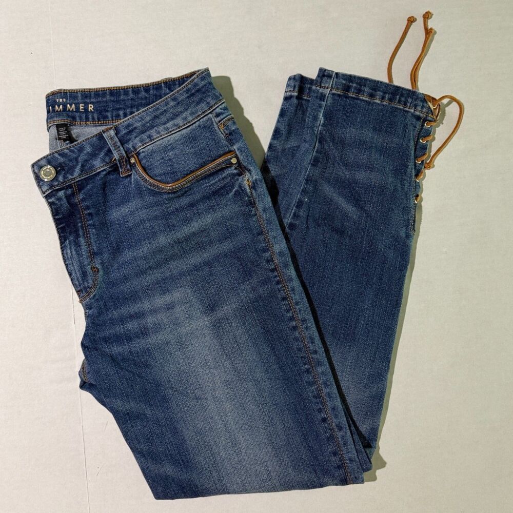 White House Black Market "The Skimmer" Slim Suede Ankle Lace-Up Jeans,10